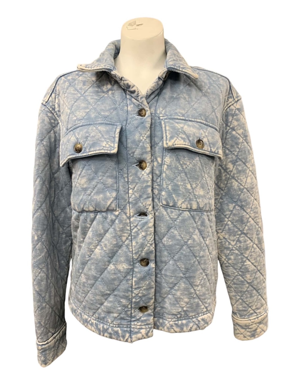 Jane and Delancey Light Blue Quilted Denim Shacket Size S